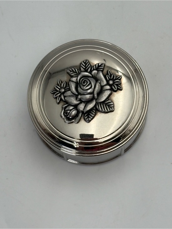 Davco Other - Vintage Silver-Plated Floral Round Box - Silver Rose Accent